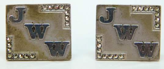 Vintage Sterling Silver JWW Monogrammed Square Cufflinks 14.8g image number 1