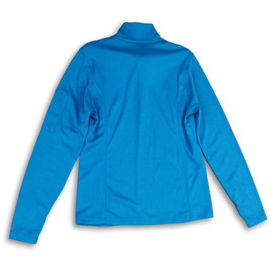 Womens Blue Mock Neck Long Sleeve Thumb Hole Half Zip Jacket Size Large image number 2