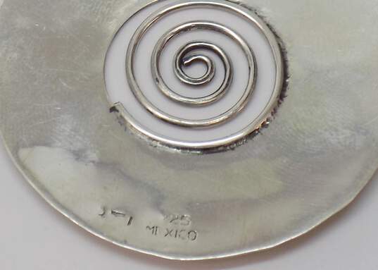ATI Mexico & Signed Artisan 925 Hammered Spiral Disc Folded Threader Drop & Flat Semi Hoop Post Earrings Variety 17.3g image number 5