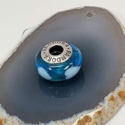 Designer Pandora S925 Sterling Silver Blue Murano Glass Beaded Charm
