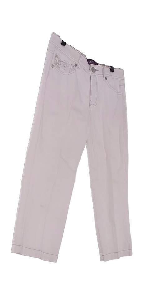Womens White Light Wash 5 Pocket Design Capri Jeans Size 6 image number 3