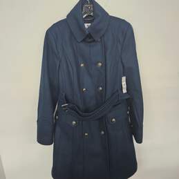 Worthington Blue Button Up Wool Coat