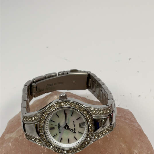 Designer Fossil AM-4019 Rhinestone Stainless Steel Quartz Analog Wristwatch image number 2