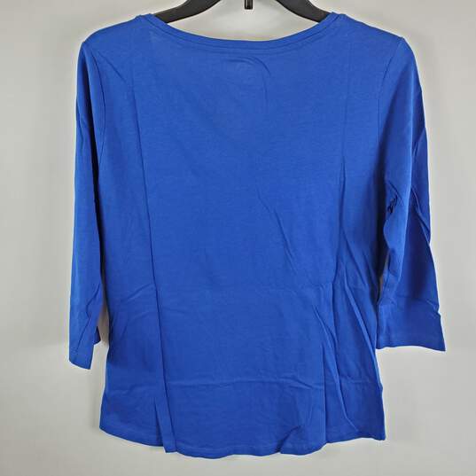 New York & Company Women Blue V Neck T shirt M NWT image number 2