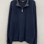 Mens Blue Long Sleeve Tailored Fit Quarter Zip Pullover Sweater Size XL image number 1