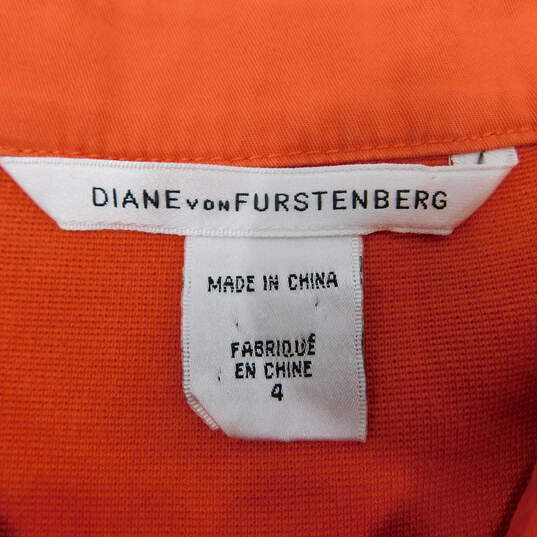 DVF DIANE von FURSTENBERG  SOSIE Orange Sleeveless Button-Down Tie Sash Women's Mini Dress Size 4 with COA image number 6