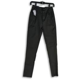 NWT Apperloth Womens Black Flat Front Button Fly Skinny Leg Ankle Pants Size 1