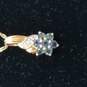 A.O. 10k Gold Diamond Blue Topaz Cluster Flower Pendant Necklace 2.6g image number 2