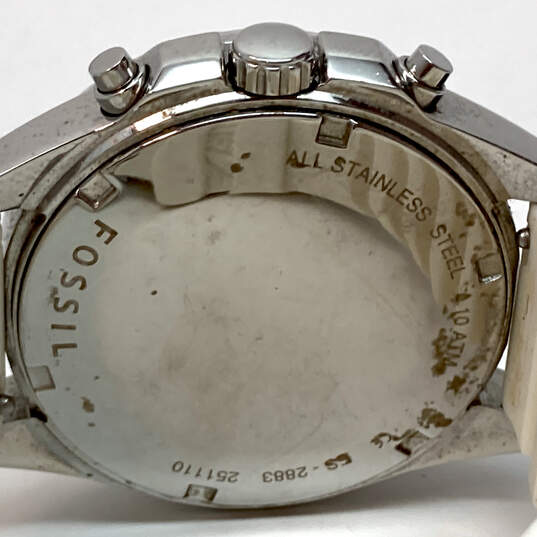 Designer Fossil Chronograph White Band Rhinestone Analog Quartz Wristwatch image number 5