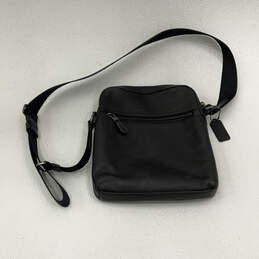 Mens Houston Flight Black Leather Adjustable Strap Messenger Crossbody Bag