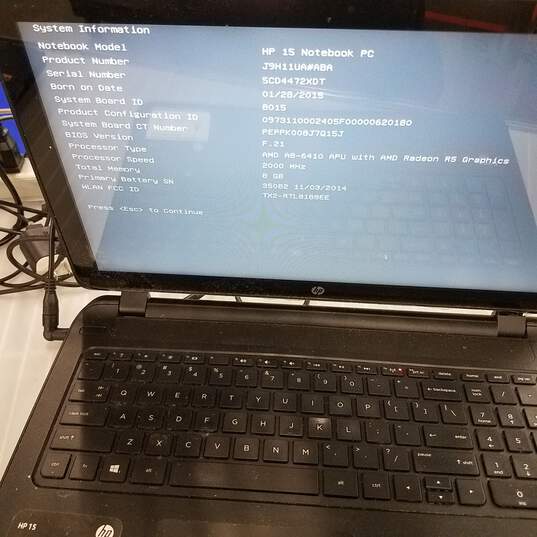 HP 15 Notebook AMD A8@2GHz Memory 8GB Screen 15.5in image number 4