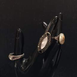 Sterling Silver Rings Size 4.75, 5, 7.50 With Mother Of Pearl And Abalone Accents - 17.6g