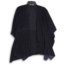 NWT Womens Blue Striped Kimono Sleeve Open Front Cardigan Sweater One Size alternative image