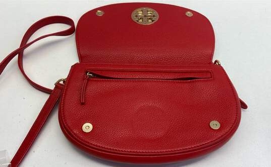 Tory Burch Leather Jamie Clutch Crossbody Cherry Red image number 6