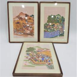 Vintage Traditional Asian Folk Art Style Framed Prints