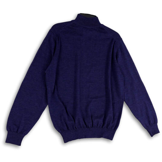 Womens Blue Knitted Long Sleeve Mock Neck Pullover Sweater Size Medium image number 2