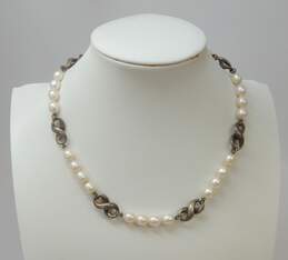 Tiffany & Co 1990 925 White Pearl Beaded & Infinity Symbols Necklace