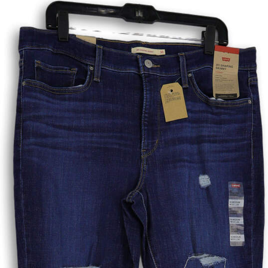 NWT Womens 311 Shaping Blue Distressed Pockets Skinny Leg Jeans Size 33 image number 3