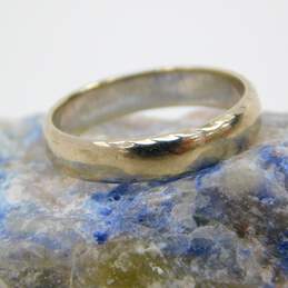 14K White Gold Etched Edges Wedding Band Ring 3.1g