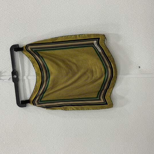 Christian Dior Mens Yellow Green Silk Paisley Square Handkerchief image number 1