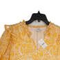 NWT Womens Yellow Floral Long Sleeve V-Neck Pullover Blouse Top Size Small image number 3