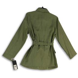NWT Womens Green Long Sleeve Collared Pockets Waist Belt Trench Coat Size S alternative image