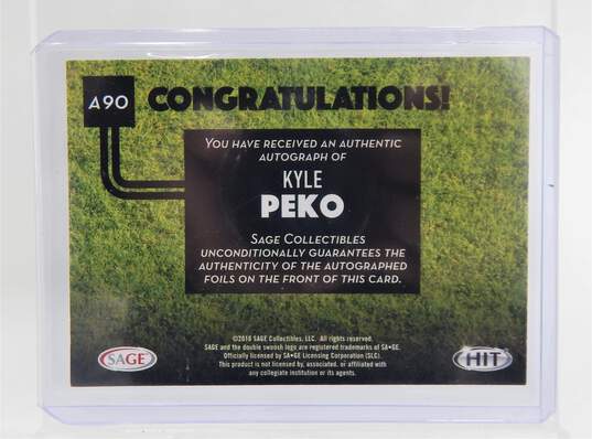 2016 Kyle Peko SAGE Hit Rookie Autograph Broncos Titans image number 2
