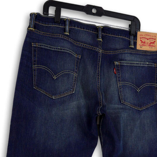 Mens Blue 504 Denim Medium Wash Pockets Straight Leg Jeans Size 38X32 image number 4