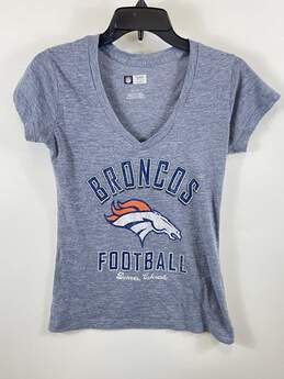 NFL Team Apparel Blue Denver Broncos V Neck Shirt - Size Small