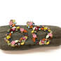 Designer J. Crew Gold-Tone Multicolor Floral Crystal Stone Hoop Earrings image number 1