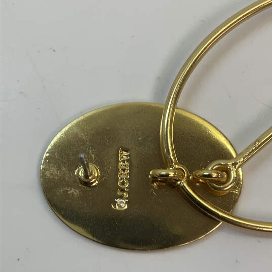 Designer J. Crew Gold-Tone Oval Shape Hoop Fashionable Dangle Earrings image number 4