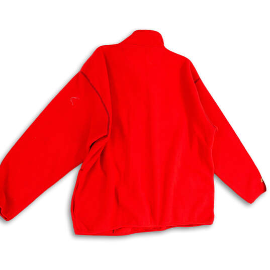 Mens Red Mock Neck 1/4 Zip Long Sleeve Pullover Sweatshirt Size XL image number 3