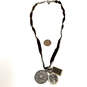 Designer Lucky Brand Two-Tone Leather Strand Hook Clasp Pendant Necklace image number 4