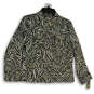 Womens White Green Animal Print Long Sleeve Snap Front Jacket Size PL image number 1