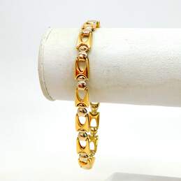 Kilt 18K White & Yellow Gold Puffed Unique Link Chain Bracelet 12.3g alternative image