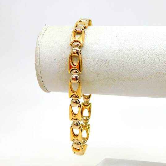 Kilt 18K White & Yellow Gold Puffed Unique Link Chain Bracelet 12.3g image number 2