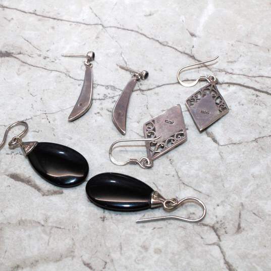 Bundle of 3 Sterling Silver Onyx Earrings image number 3