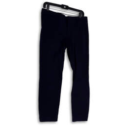 Womens Blue Flat Front Pockets Stretch Straight Leg Dress Pants Size 6