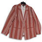 NWT Womens Pink White Striped Notch Lapel One Button Blazer Size 2 18-20 image number 1