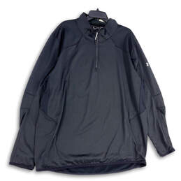 Mens Black Long Sleeve Mock Neck Quarter Zip Pullover Jacket Size 4XL
