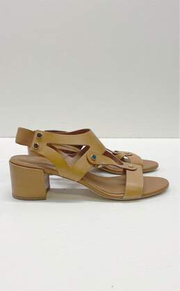 Tod's Leather T Strap Cut Out Slingback Sandals Tan 10