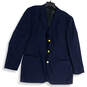Mens Blue Notch Lapel Pockets Single Breasted Three Button Blazer Size 45L image number 1