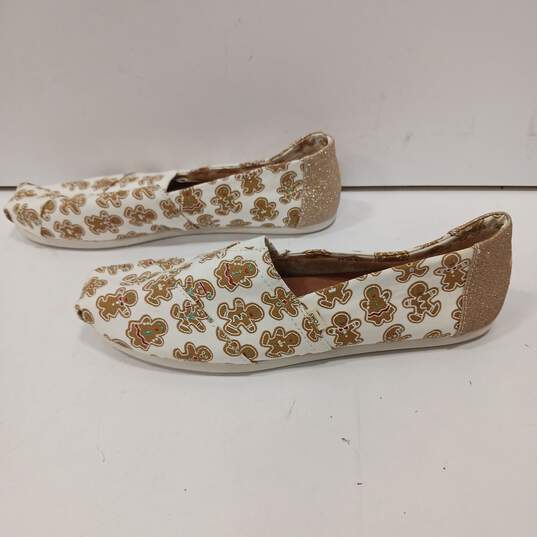 TOMS Natural Canvas Sugar Frosted Ginger People Cookies Flats Size 10M image number 2