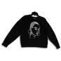 Womens Black Crew Neck Long Sleeve Pullover Sweatshirt Size Small image number 1