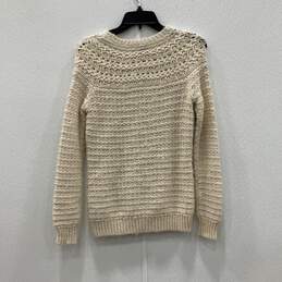 Womens Beige Knitted Crew Neck Long Sleeve Pullover Sweater Size Medium alternative image
