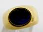 Unique 18K Yellow Gold Carved Lapis Lazuli Cameo Ring 9.8g image number 1