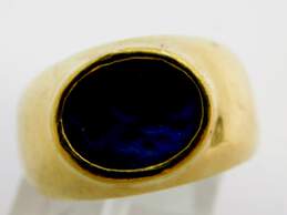 Unique 18K Yellow Gold Carved Lapis Lazuli Cameo Ring 9.8g