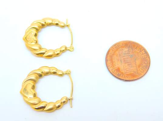 Romantic 14k Yellow Gold Shrimp Hoop Earrings 1.3g image number 6