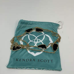Designer Kendra Scott Gold-Tone Kinley Black Stones Station Necklace