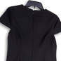 Womens Black Cap Sleeve Round Neck Back Zip Stretch Shift Dress Size 4 image number 4